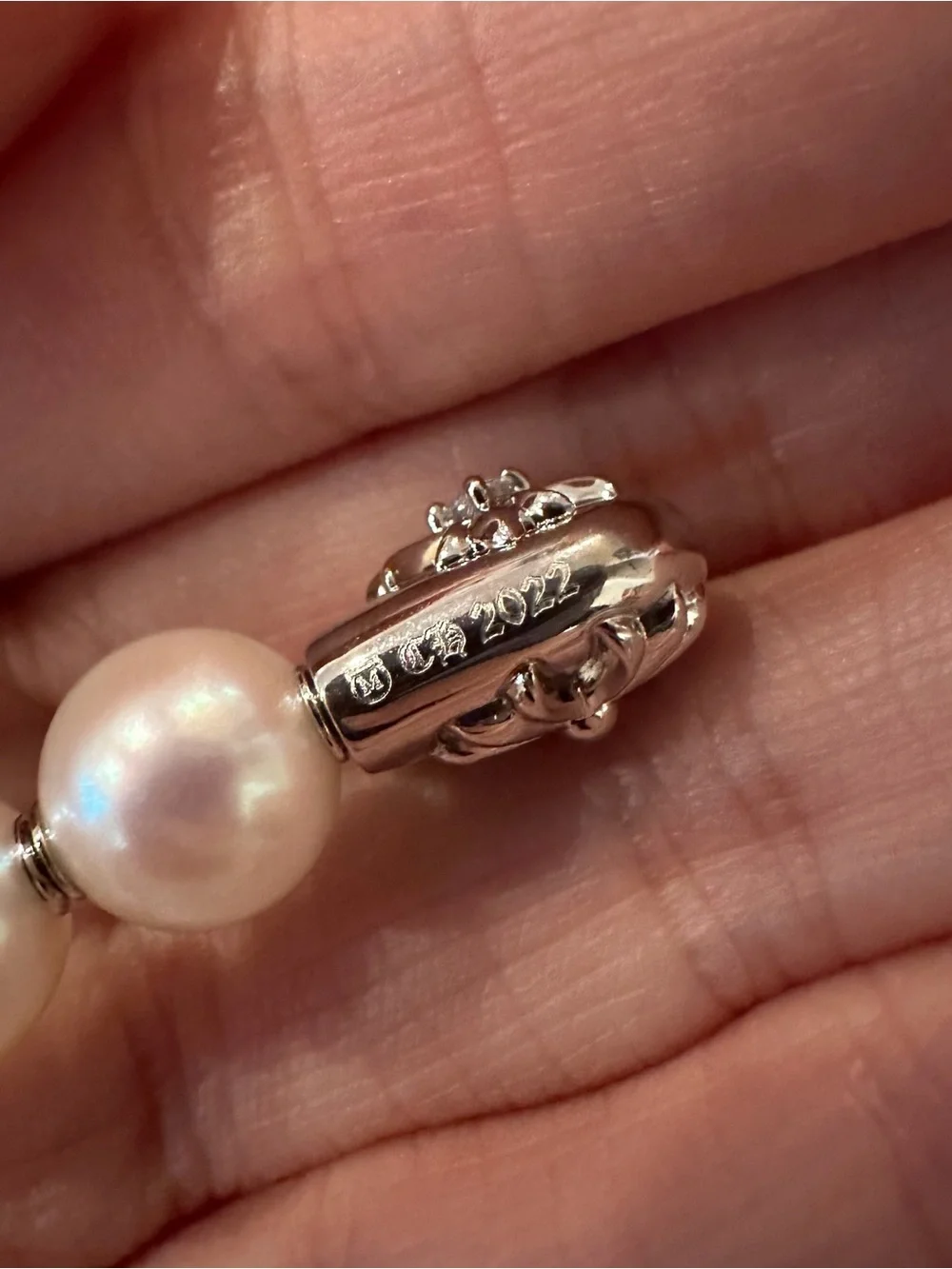 Chrome Hearts X Mikimoto 18K White Gold Diamond Pearl Safety Pin